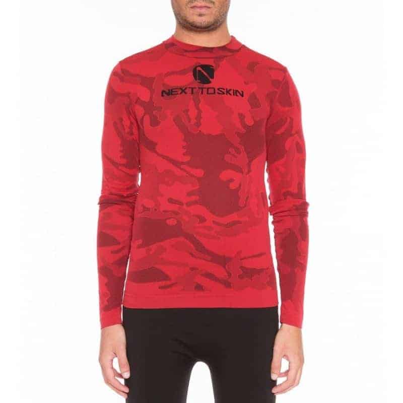 Langærmet t-shirt camu rød ved siden af ​​huden, Rosso camu